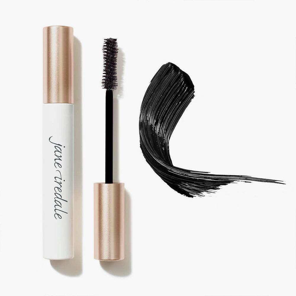Jane Iredale Beyond Lash Volumizing Mascara med børste og sort farveprøve