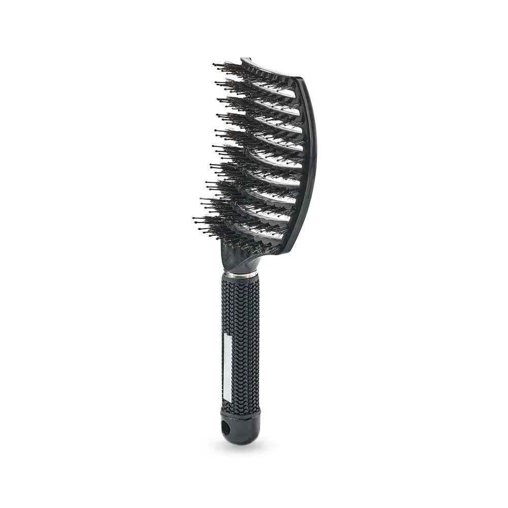 Yuaia Haircare Curved Paddle Brush, hårbørste med vildsvinehår og stor flade
